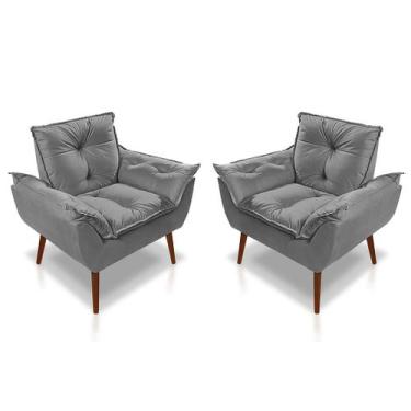 Imagem de Kit 02 Poltrona Opala Decorativa 4 almofadas 40 x 40 - Sonho das Poltr