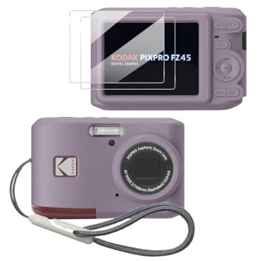 Imagem de Tedubax Capa para acessórios Kodak PIXPRO FZ45, FZ45, capa protetora de silicone macio, vem com 2 protetores de tela e 1 alça de pulso - cinza rosa