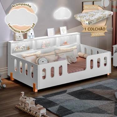 Imagem de Cama Infantil Premium Montessoriana com Colchão Juvenil Led e Nicho Ni