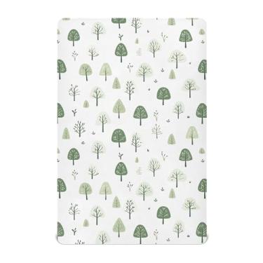 Imagem de SEHANY Lençóis de berço de árvore de Natal para meninos e meninas, de microfibra macia, respirável, 78 x 99 cm, lençol com elástico para berço padrão e colchão infantil