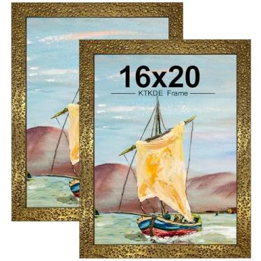 Imagem de KTKDE Conjunto de 2 porta-retratos de 40,6 x 50,8 cm, moldura dourada vintage ornamentada – Moldura antiga de 40,6 x 50,8 cm para decoração de parede rústica dourada, decoração de parede retrô, melhor