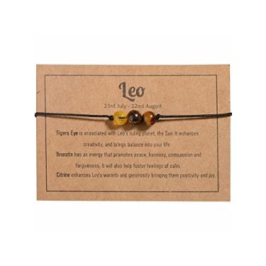 Imagem de Fuqimanman2020 12 pulseiras elásticas com pedras naturais de cristal do zodíaco do zodíaco para cura com pedra preciosa de cura ajustável para casais, amizade, reiki, ioga, meditação, joias, 8 inch