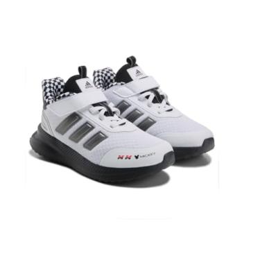 Imagem de adidas Tênis unissex infantil Disney Mickey Mouse X_PLR Path Elastic Lace Sportswear (criança pequena), Branco/ferro metálico/cinza, 16