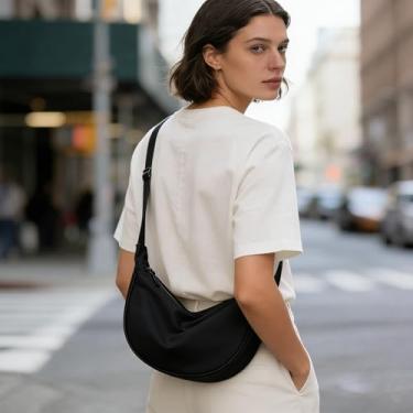 Imagem de Mini bolsa preta para bolinhos de massa, cor sólida, simples, leve, bolsa tiracolo prática e durável para mulheres, compras diárias, passeios na rua
