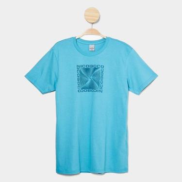 Imagem de Camisa Infantil Nicoboco Básica Khalil Menino, Azul turquesa, 14A
