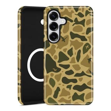 Imagem de Aitipy Capa de celular camuflada magnética para Samsung Galaxy S25 Plus, compatível com MagSafe, linda camuflagem verde e estética macia TPU e policarbonato rígido à prova de choque, capa protetora de