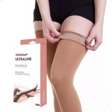 Imagem de Meia Elástica Ultraline 20-30Mmhg Meia Coxa 7/8 Venosan, Bege, M 