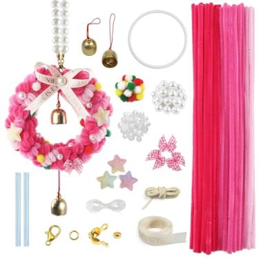 Imagem de TOAOB 151 peças de limpadores de cachimbo rosa chenille hastes pompons kit para ornamentos suprimentos de artesanato varas fofas felpudas para espelho retrovisor de carro pingente DIY projetos de arte