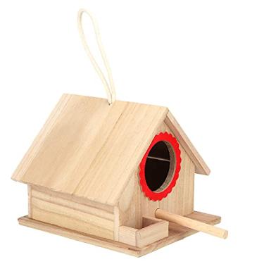 Imagem de Luocute Casa de Pássaros de Madeira, Ninho de Pássaros Paulownia Com Cordão Forte e Formato Exclusivo, para Jardim Ao Ar Livre, Estação de Alimentação de, Parada de Descanso (Vermelha)