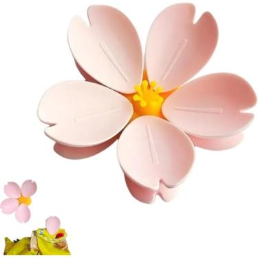 Imagem de Lelifomovc Pacote com 4 ímãs de geladeira, clipes de vedação para armazenamento de lancheiras, ímãs de geladeira elegantes em forma de flor, pequenos e portáteis em forma de flor, ímãs decorativos