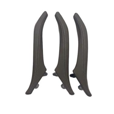 Imagem de 3 pçs esquerda direita maçaneta da porta conjunto conjunto de couro puxador da porta substituição guarnição compatível com bmw série 5 f10 f11 520 523 525 528(Moka LHD 3PCS)