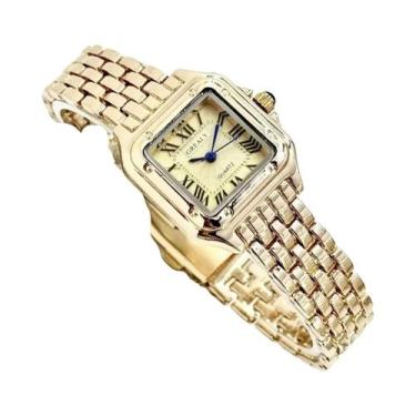 Imagem de Luxo strass relógios femininos moda quadrado quartzo relógio de pulso 
