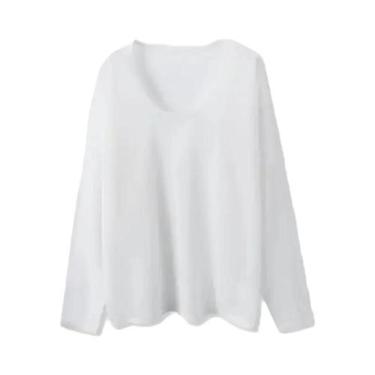 Imagem de Camiseta Feminina Transparente Folgada Ombro a Ombro Verão 2024 Casual