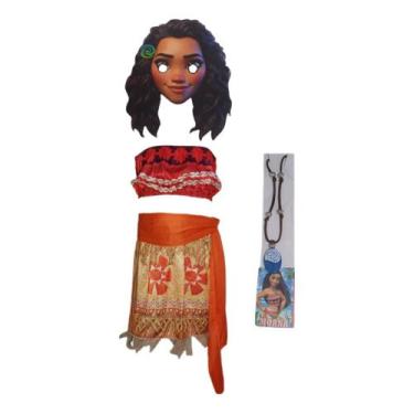 Imagem de Fantasia Moana sem alça Com Colar E Máscara 3d E.v.a - Bililika, Multi