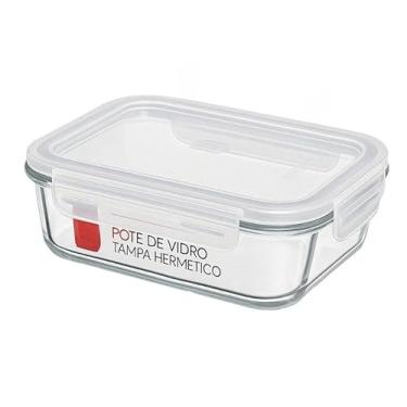 Imagem de Kit 1 a 5 Potes Vidro Hermetico 640ml Marmita Armazenamento Mantimento Organizador Tampa 4 Travas (5und Pote 640ml)