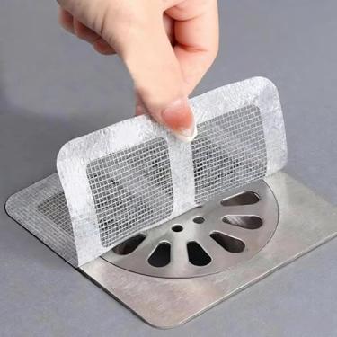 Imagem de 50 peças de capa de ralo de chuveiro descartável, coletor de cabelo, adesivo de ralo de chão, tela de filtro de esgoto, banheiro, banheira, cozinha, adesivos de piso de pia