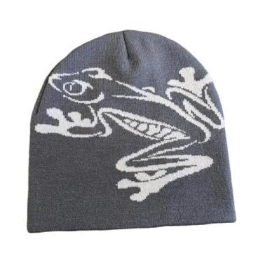 Imagem de Gorro Unissex Com Estampa De Sapo, Chapéu De Inverno De Malha Elástica