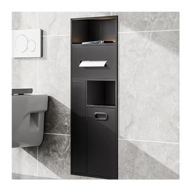 Imagem de Nicho e organizador de chuveiro de aço inoxidável, rack de armazenamento de alcova preto para artigos de higiene pessoal, lixeira e xampu, prateleira para banheiro, cozinha e quarto - 30 x 78 x 14 cm