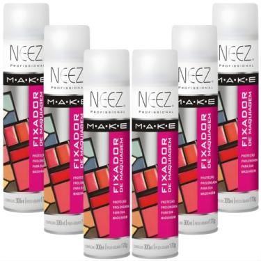 Imagem de Kit 6X Fixador De Maquiagem Profissional Neez Spray Alta Duração Proteção Hidratante 300ml