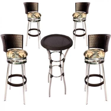 Imagem de 4 Banquetas Giratórias E Mesa Bistrô Em Alumínio Para Coz,pi Tabaco
