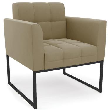 Imagem de Poltrona Decorativa Base Industrial Preto Ana Suede Marrom Rt - Ibiza