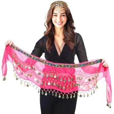 Imagem de Kit Fantasia Odalisca Dança Ventre: Lenço Quadril + Tiara com Medalhas