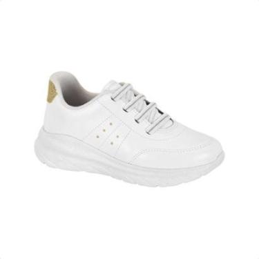Imagem de Tênis Casual Infantil Feminino Branco Com Dourado-Feminino