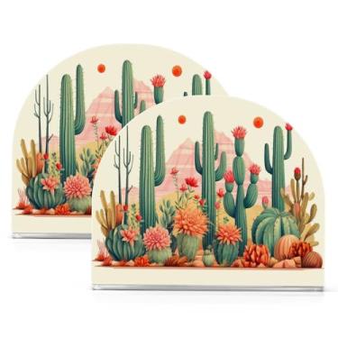 Imagem de Cactus in Desert3 Porta-guardanapos para mesas Porta-guardanapos de coquetel de papel para cozinha e jantar, dispensador de guardanapo de jantar acrílico para restaurante, decoração de casa