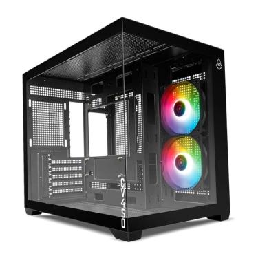 Imagem de Gabinete Gamer Mancer CV450 RGB 2 Fans Mini Tower Lateral De Vidro S/Fonte Preto - MCR-CV4502F-BK