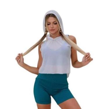 Imagem de Cropeed Regata Com Capuz Tule Moda Fitness Feminina-Feminino