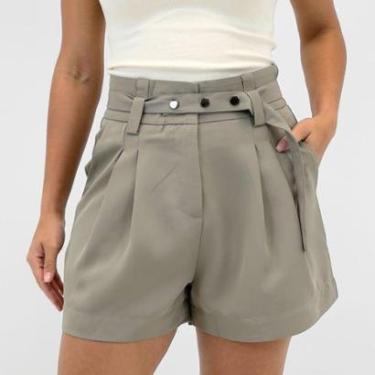 Imagem de Shorts Pacific Blue em Tecido com Cinto Feminino-Feminino