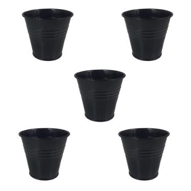 Imagem de 5 Mini vaso cachepot metal decoração e vasinho festas preto - Rio Tiju