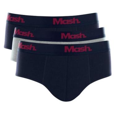 Imagem de Kit 3 Cuecas Slip Tradicional Elastico Largo Mash 113.06, GG, Marinho