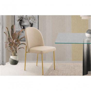 Imagem de Cadeiras De Jantar Cecilia Pé Metal Dourado Courino Base Dourada-courino Bege