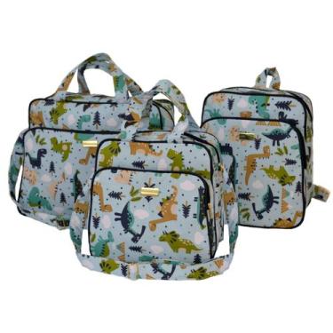 Imagem de kit Bolsa bebê mochila desenho 3 peças  moderno escolinha - RUBIAVI
