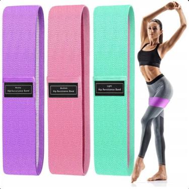 Imagem de Kit 3 Faixas Elásticas para Exercício Glúteos Casa - FACILITA