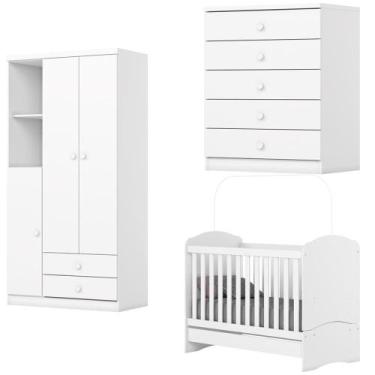 Imagem de Quarto Infantil 3 Pecas Berco Mini Cama Bala De Menta - Henn, Branco