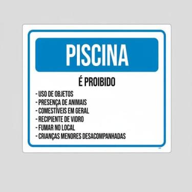 Imagem de Placa Acm Piscina Proibido Regras De Uso 18X23 - Sinalizo