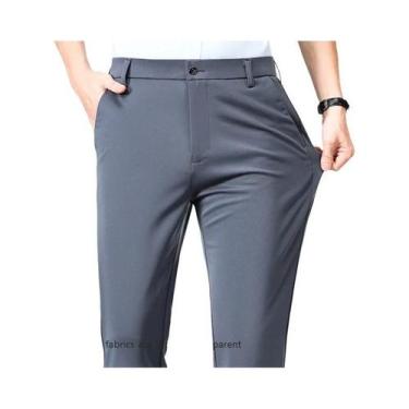 Imagem de Calças De Terno Masculinas plus Size Finas De Verão, Elásticas, Retas 
