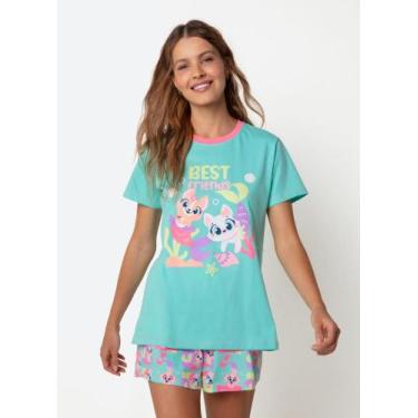 Imagem de Pijama Manga Curta Algodão Feminino Pet Sereia - Puket, GG