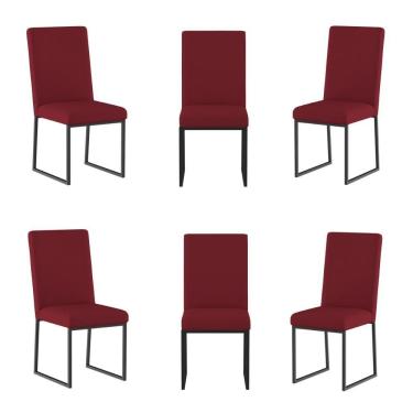 Imagem de Kit 6 Cadeiras Para Mesa De Jantar Base Industrial Preto Balaqui Cor:marsala Marsala