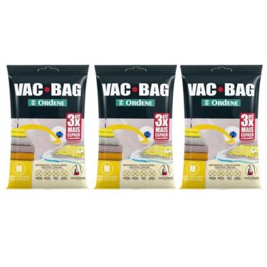 Imagem de 3 Sacos Ordene Vac Bag para Roupas Médio 45x65cm A Vácuo Polietileno R
