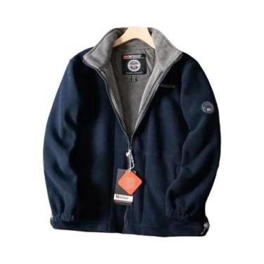 Imagem de Jaqueta Masculina Grande Tamanho À Prova De Vento Com Forro De Fleece 