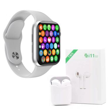 Imagem de Kit SmartWatch IWO 8 Lite Plus Branco + Fone i11 TWS Branco
