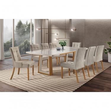 Imagem de Sala De Jantar Madeira Maciça 8 Cadeiras 2,20 Real Requinte