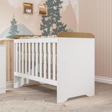 Imagem de Berço Americano 3 em 1 Mini Cama Mini Sofá Gabrielle MDF Branco com Bétula Carolina Baby