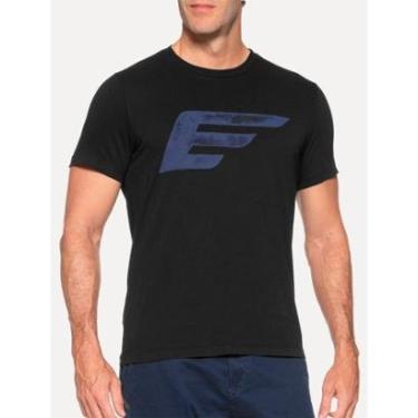 Imagem de Camiseta Ellus Masculina Cotton Fine Blue Maxi Logo Classic Preta-Masculino