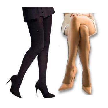 Imagem de Kit 2 Meias Calça Adulto Feminina Opaca Fio 40 Selene 9650, EG, Nude