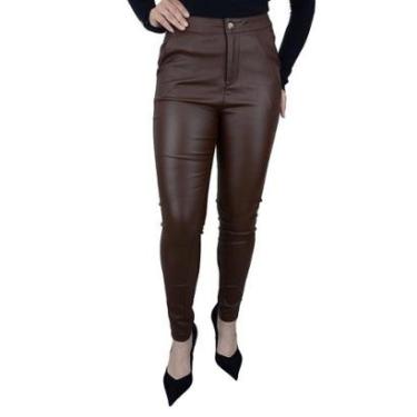 Imagem de Calça Social Feminina Pellini Slim Resinada Marrom - CAL885-Feminino