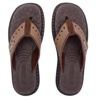Imagem de Chinelo de Dedo Anatômico Masculino Ortopédico Antistress em Couro-Masculino